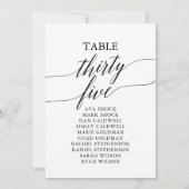 Elegant zwarte tabel nummer 35 Zitschaart Kaart (Achterkant)