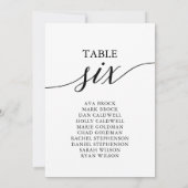 Elegant zwarte tabel nummer 6 kaart (Achterkant)