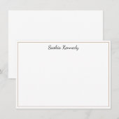 Elegant zwarte tekst Licht bruine rand Aangepast Notitiekaartje (Voorkant / Achterkant)