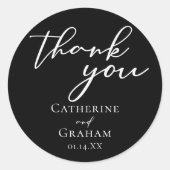 Elegant Zwarte Trouw Ronde Sticker (Voorkant)
