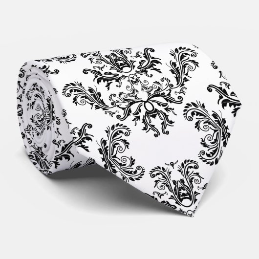 Elegant  zwarte vogel op wit stropdas (Opgerold)