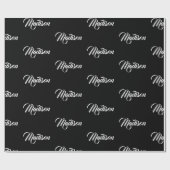 Elegant zwarte witte aangepaste kalligrafie cadeaupapier (Vlak)