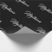 Elegant zwarte witte aangepaste kalligrafie cadeaupapier (Hoek)