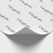 Elegant zwarte & witte aangepaste kalligrafie naam cadeaupapier (Hoek)