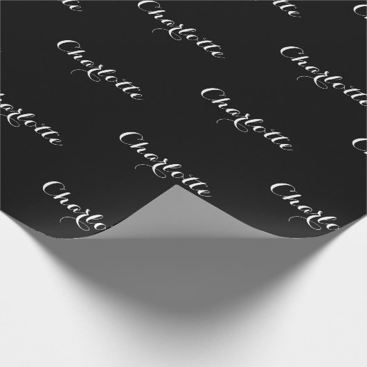 Elegant zwarte witte aangepaste kalligrafie naam s cadeaupapier (Hoek)