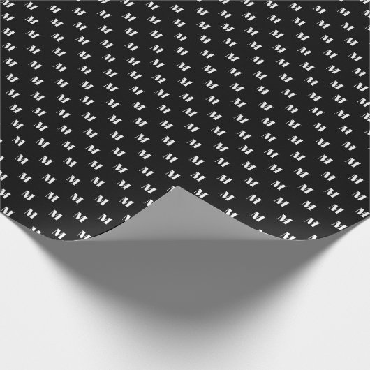 Elegant zwarte witte aangepaste monogram initiaal  cadeaupapier (Hoek)