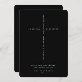 Elegant Zwarte + Witte Bijbeltekstkruis Feestdagenkaart (Voorkant / Achterkant)