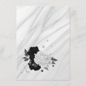 Elegant zwarte witte bloemen, omhullingskaart informatiekaartje (Achterkant)