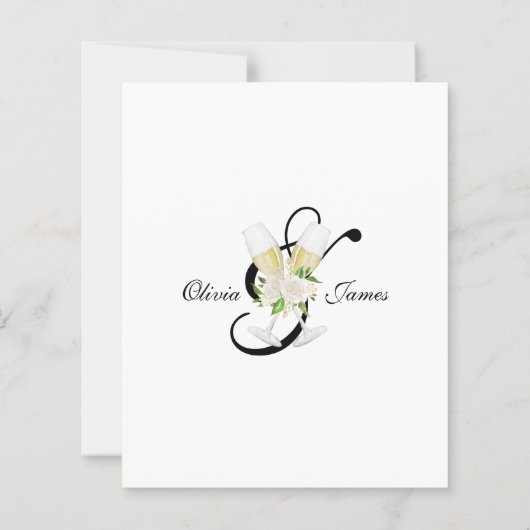 Elegant zwarte witte champagne Uitnodiging (Achterkant)