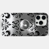 ELEGANT ZWARTE WITTE DAMASKGRAY GEMSTONE MONOGRAM Case-Mate iPhone CASE (Achterkant (horizontaal))