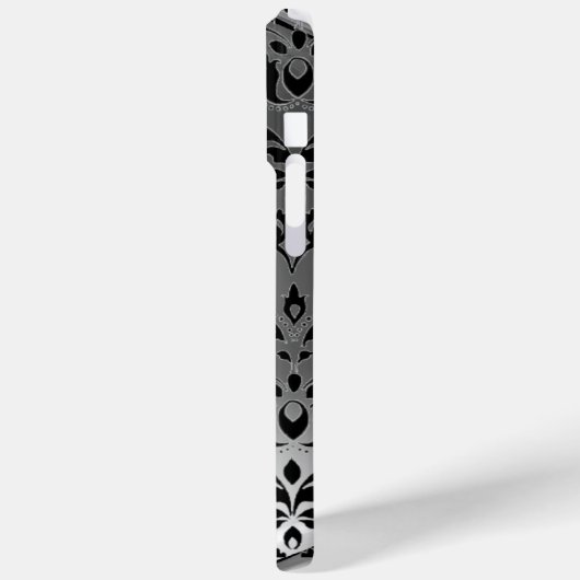 ELEGANT ZWARTE WITTE DAMASKGRAY GEMSTONE MONOGRAM Case-Mate iPhone CASE (Achterkant / Links)