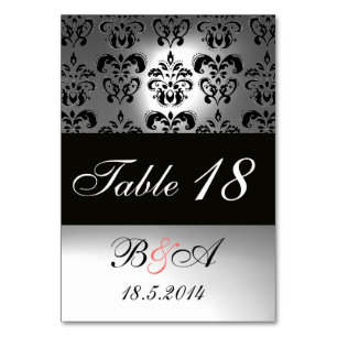 ELEGANT ZWARTE WITTE DAMASKMONOGRAM KAART