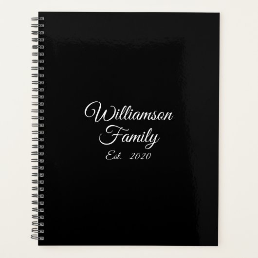 Elegant zwarte witte de familienaam van het douane planner (Voorkant)