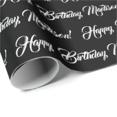 Elegant zwarte witte de naamverjaardag van het dou cadeaupapier (Rol Hoek)