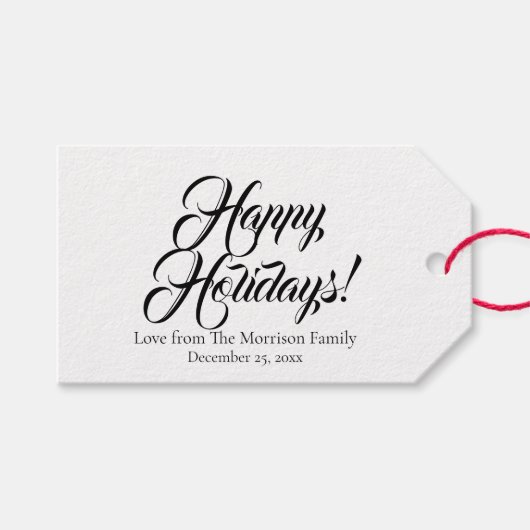 Elegant zwarte witte de tekstFeestdagen van het do Cadeaulabel (Voorkant (Horizontaal))
