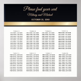 Elegant zwarte witte en goudbruine bruiloft poster