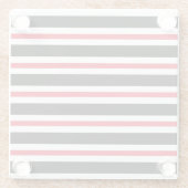 Elegant zwarte, witte en rode strepen glazen onderzetter (Achterkant)