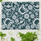 Elegant zwarte witte florale handdoek (Gevouwen)