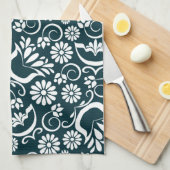 Elegant zwarte witte florale handdoek (Quarter Fold)