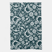 Elegant zwarte witte florale handdoek (Verticaal)