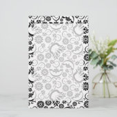 Elegant zwarte witte florale pokerij briefpapier (Staand voorkant)