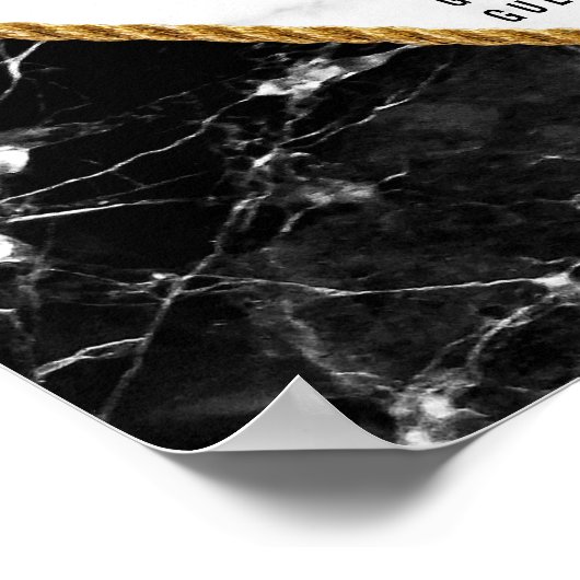 Elegant zwarte witte goudmarmer poster (Hoek)