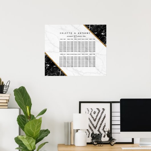 Elegant zwarte witte goudmarmer poster (Thuiskantoor)