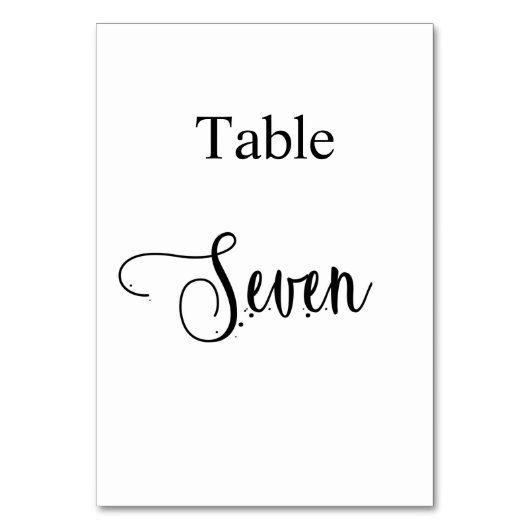 Elegant zwarte witte kalligrafie tabel 7 7 kaart (Voorkant)