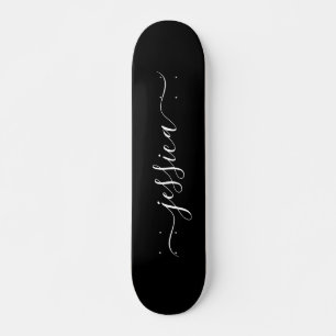 Elegant zwarte witte manuscriptnaam persoonlijk skateboard
