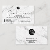 Elegant zwarte witte marmer logo bedankt visitekaartje (Voorkant / Achterkant)
