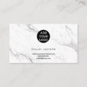 Elegant zwarte witte marmer logo bedankt visitekaartje (Achterkant)