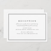 Elegant zwarte witte minimalistische trouwreceptie informatiekaartje (Voorkant / Achterkant)