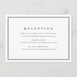 Elegant zwarte witte minimalistische trouwreceptie informatiekaartje
