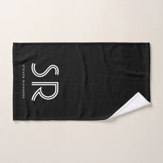 Elegant zwarte witte monogram bad handdoek (Handdoek)