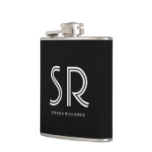 Elegant zwarte witte monogram heupfles (Links)