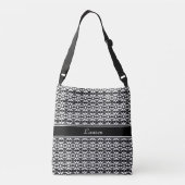 Elegant zwarte & witte ovale geometrische vorm crossbody tas (Achterkant)