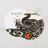 ELEGANT ZWARTE WITTE PAUW,RODE ROBIJN EDLE STENEN  KAART (Voorkant / Achterkant)