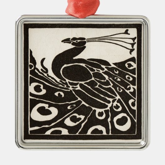 ELEGANT ZWARTE WITTE PEACOCK METALEN ORNAMENT (Voorkant)