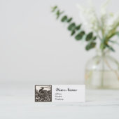 ELEGANT ZWARTE WITTE PEACOCK MONOGRAM MINI VISITEKAARTJE (Staand voorkant)