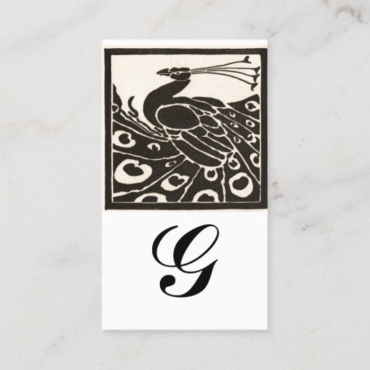 ELEGANT ZWARTE WITTE PEACOCK MONOGRAM VISITEKAARTJE (Achterkant)