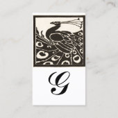 ELEGANT ZWARTE WITTE PEACOCK MONOGRAM VISITEKAARTJE (Achterkant)