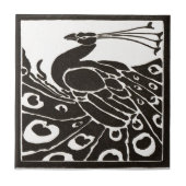 ELEGANT ZWARTE WITTE PEACOCK TEGELTJE (Voorkant)