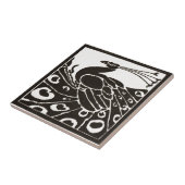 ELEGANT ZWARTE WITTE PEACOCK TEGELTJE (Zijkant)