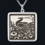 ELEGANT ZWARTE WITTE PEACOCK ZILVER VERGULDEN KETTING<br><div class="desc">Elegant Art Nouveau pauock in zwart-wit</div>