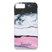 Elegant ZWARTE WITTE PINKMARBLE VOEG JOUW NAAM TOE Case-Mate iPhone Case (Achterkant)