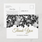 Elegant  Zwarte Witte Rozen met Bericht Briefkaart (Voorkant / Achterkant)