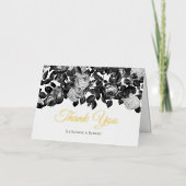 Elegant Zwarte Witte Rozen met Bericht Folie Wenskaart (Voorkant)