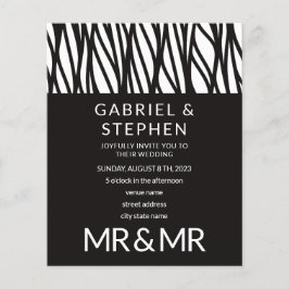 Elegant zwarte witte streep typografie homohuwelij flyer