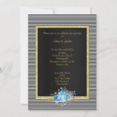 ELEGANT ZWARTE WITTE STRIPE BLUE BOUW WEDING KAART (Voorkant)