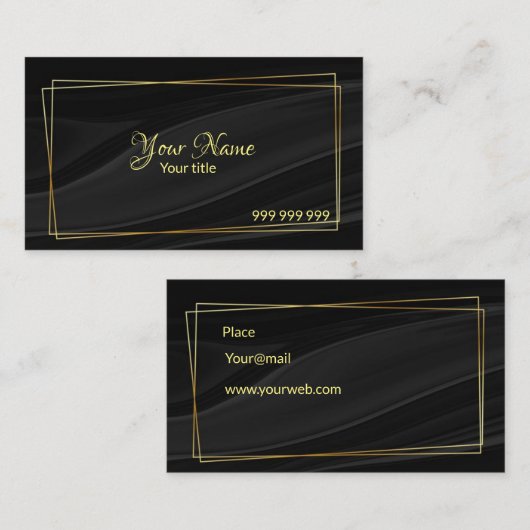 Elegant zwarte zijde visitekaartje (Voorkant / Achterkant)